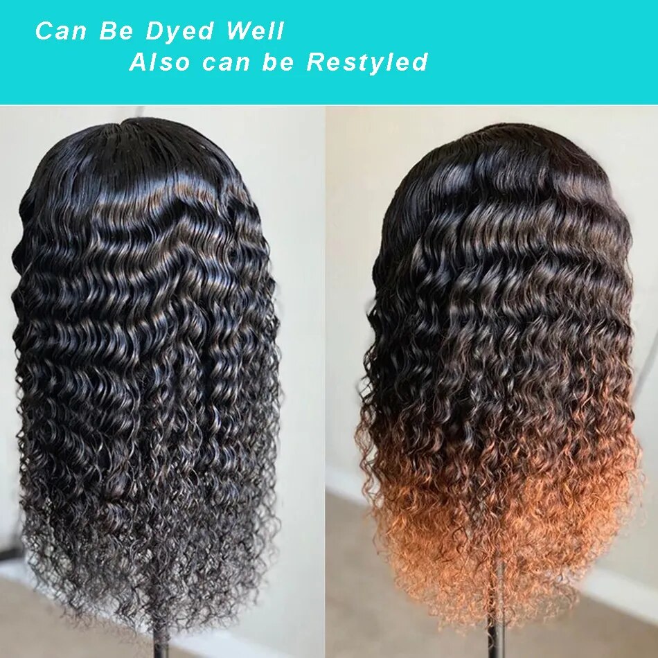 Perruques de cheveux humains avec devant en dentelle 13x6 pour les femmes noires. Perruque frontale ondulée à l'eau longue, perruque de cheveux humains bouclée, perruque de cheveux humains ondulés profonds.