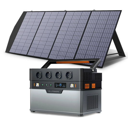 Station d'énergie solaire portable ALLPOWERS 700W / 1500W, générateur extérieur, sauvegarde de batterie 110 / 230V avec panneau solaire mobile de 200W.