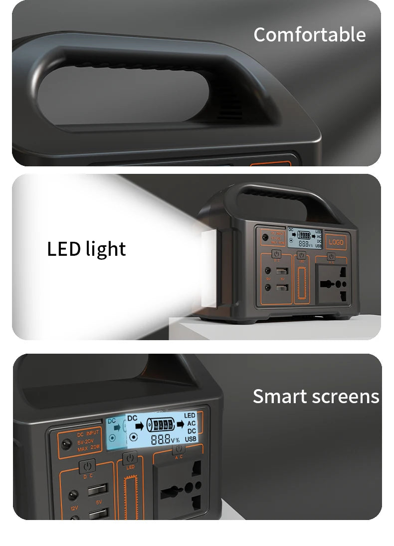 Générateur solaire portable 100 W , station d'alimentation 24 000 mAh 220 V USB AC DC Batterie de secours externe LiFePO4 Powerbank pour camping en plein air