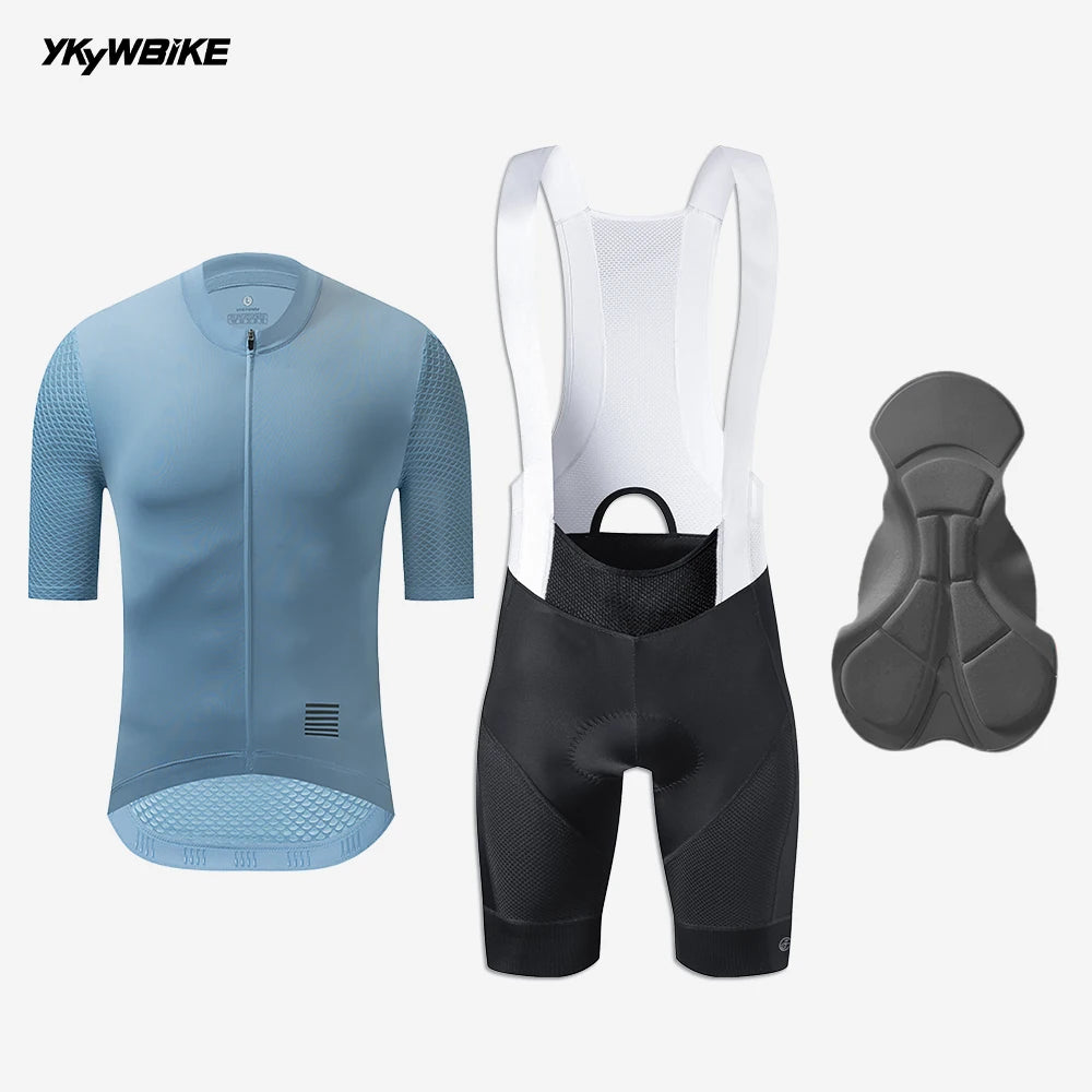 Ensembles de maillots de cyclisme d’été pour hommes YKYW Maillot de cyclisme à manches courtes et cuissard à bretelles Vêtements de vélo respirants pour VTT