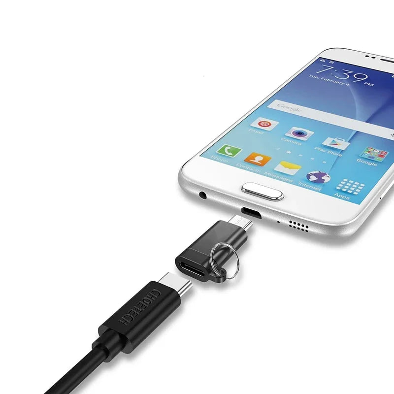 Adaptateur USB Type-C : converti Micro USB femelle en USB-C mâle pour les câbles de charge et de transfert de données Xiaomi et Samsung.