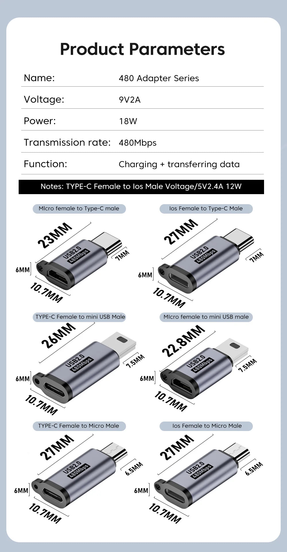 Adaptateur Micro USB vers Type C, convertisseur Type C vers Micro vers Mini USB, connecteur USB C pour téléphone Samsung, Xiaomi, Huawei