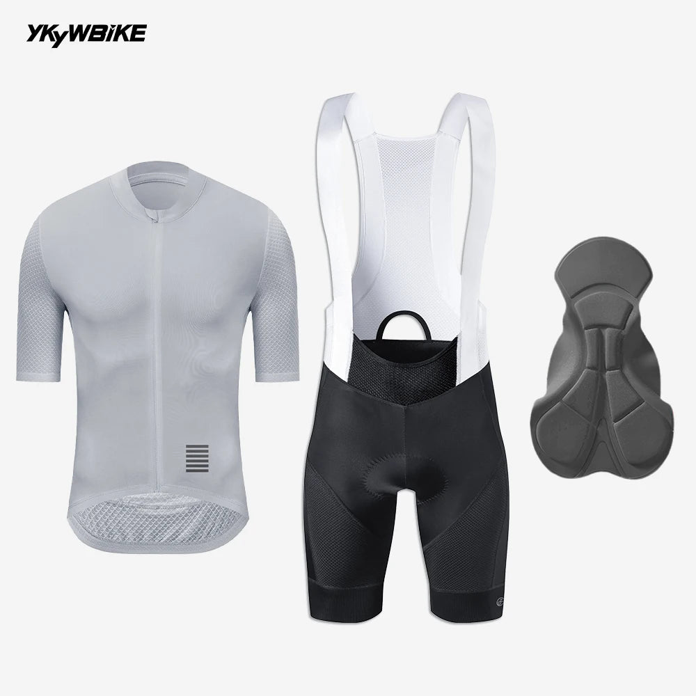 Ensembles de maillots de cyclisme d’été pour hommes YKYW Maillot de cyclisme à manches courtes et cuissard à bretelles Vêtements de vélo respirants pour VTT