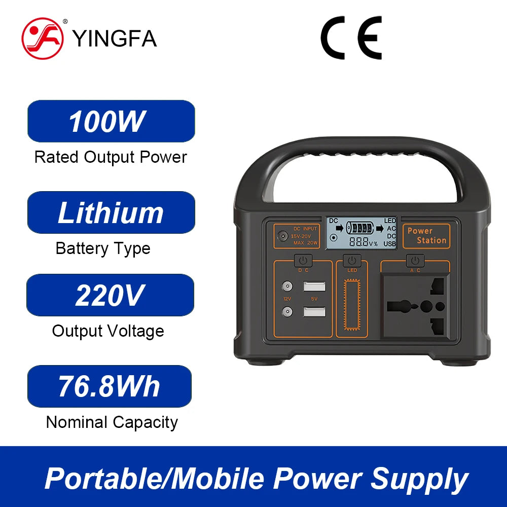 Alimentation énergétique d'urgence pour diffusion en direct en extérieur YINGFA 220 V 100 W 76,8 Wh