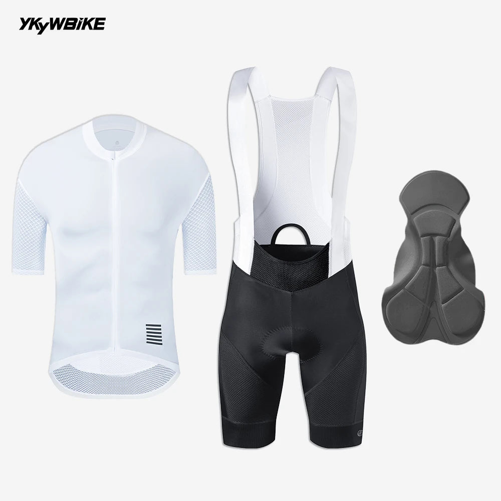 Ensembles de maillots de cyclisme d’été pour hommes YKYW Maillot de cyclisme à manches courtes et cuissard à bretelles Vêtements de vélo respirants pour VTT