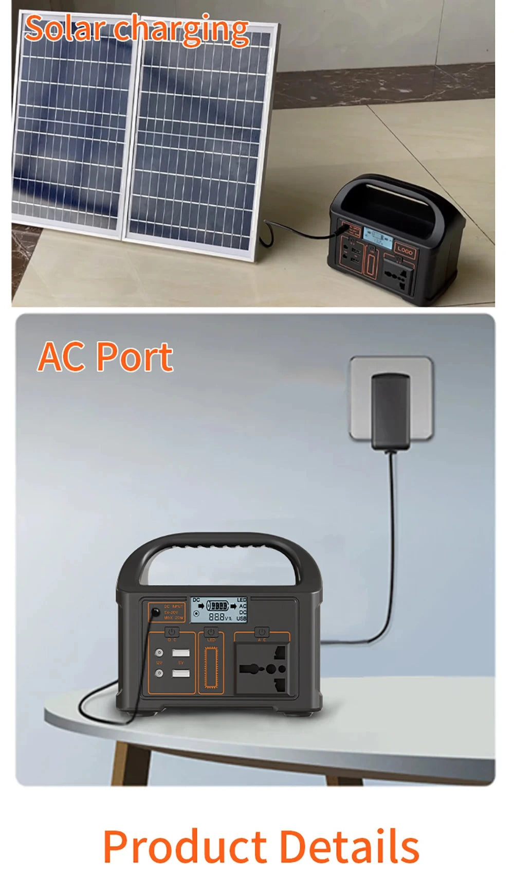 Alimentation solaire portable jsdsolar, générateur d'énergie 100 W 110 V/220 V, lampe LED, banque d'alimentation solaire d'urgence pour camping en extérieur.