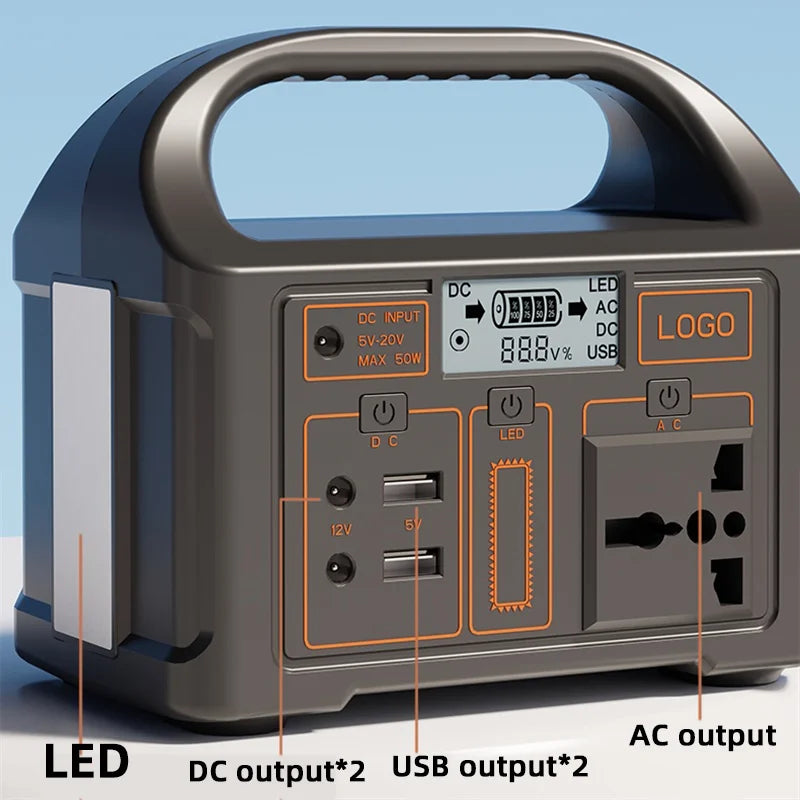 Station d'alimentation portable 100 W 24 000 mAh, alimentation d'urgence, générateur solaire 220 V, batterie de secours externe pour camping en extérieur.