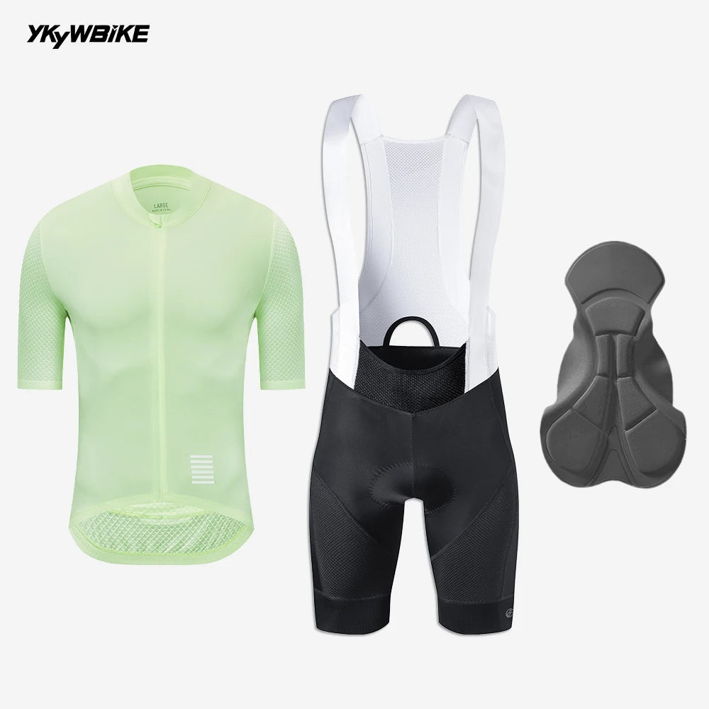 Ensembles de maillots de cyclisme d’été pour hommes YKYW Maillot de cyclisme à manches courtes et cuissard à bretelles Vêtements de vélo respirants pour VTT