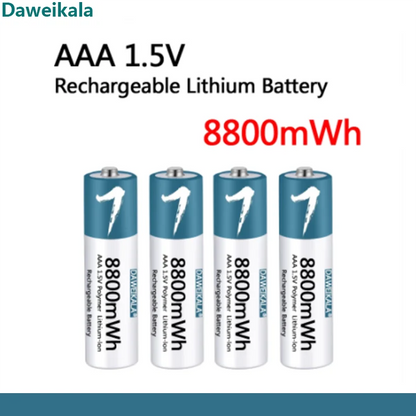 Batterie AAA 1,5 V rechargeable en lithium-ion polymère pour souris de télécommande et jouet électrique avec chargeur USB