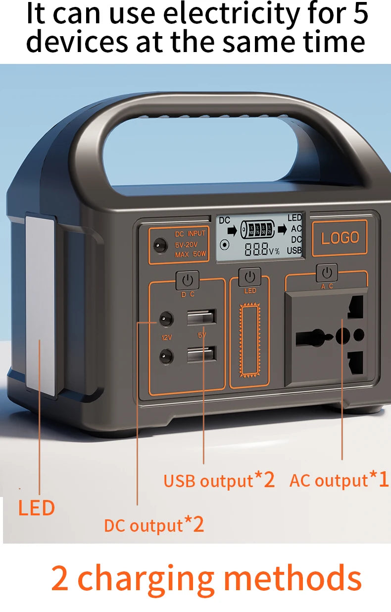 Générateur solaire portable 100 W , station d'alimentation 24 000 mAh 220 V USB AC DC Batterie de secours externe LiFePO4 Powerbank pour camping en plein air