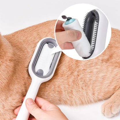 Brosses à double face pour l’élimination des poils pour chats et chiens, peigne de toilettage pour animaux avec lingettes, brosse pour chaton.