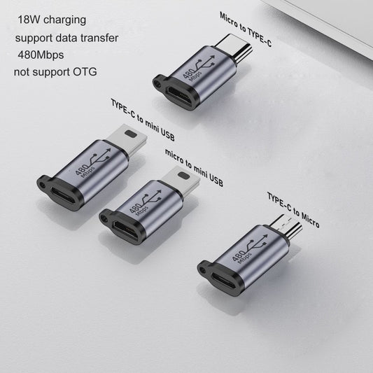 Adaptateur Mini USB Micro USB, Micro USB vers Type-C, Convertisseur Mini USB 480Mbps